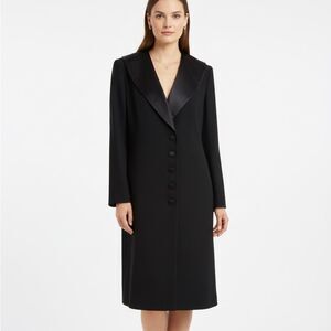 Vintage Oleg Cassini Studio Black Dress Coat Size 12 Purple Lining Made in USA